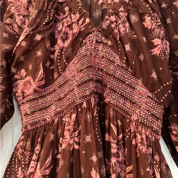 Free People Floral Pink and Burgandy Maxi Dress- Size S - Picture 5 of 13